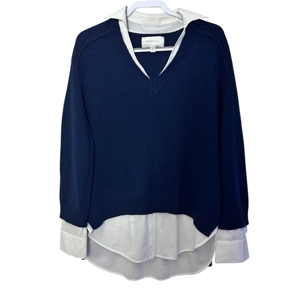 Brochu Walker V-Neck Layered Pullover Cashmere Wool Blend - Picture 2 of 7